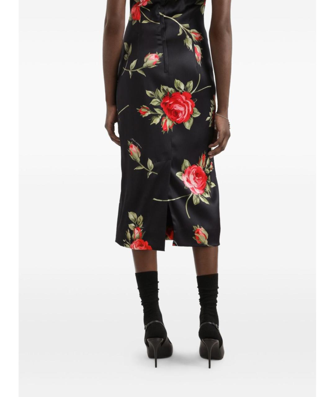 DOLCE&GABBANA Черное шелковое повседневное платье, фото 2