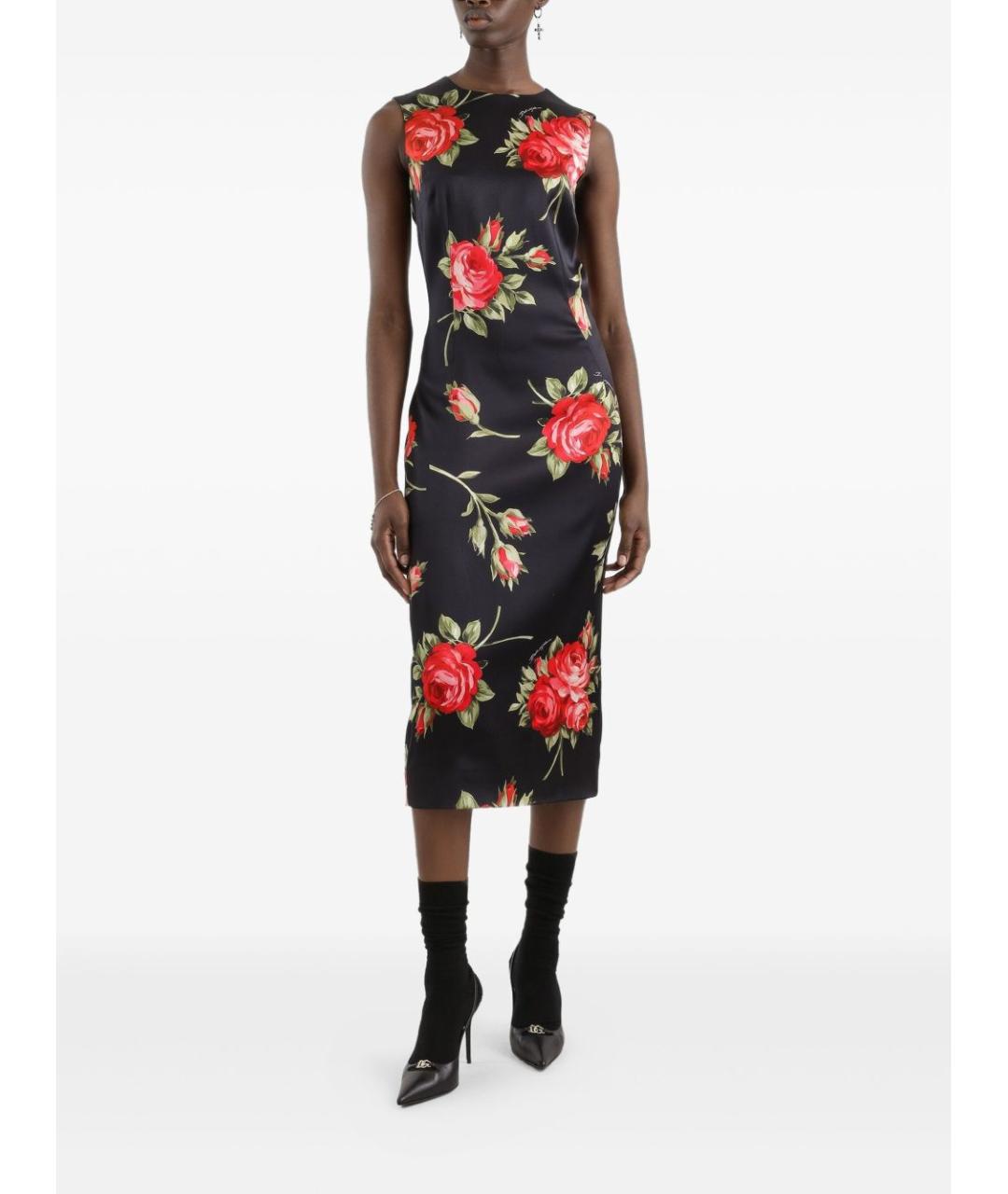 DOLCE&GABBANA Черное шелковое повседневное платье, фото 4