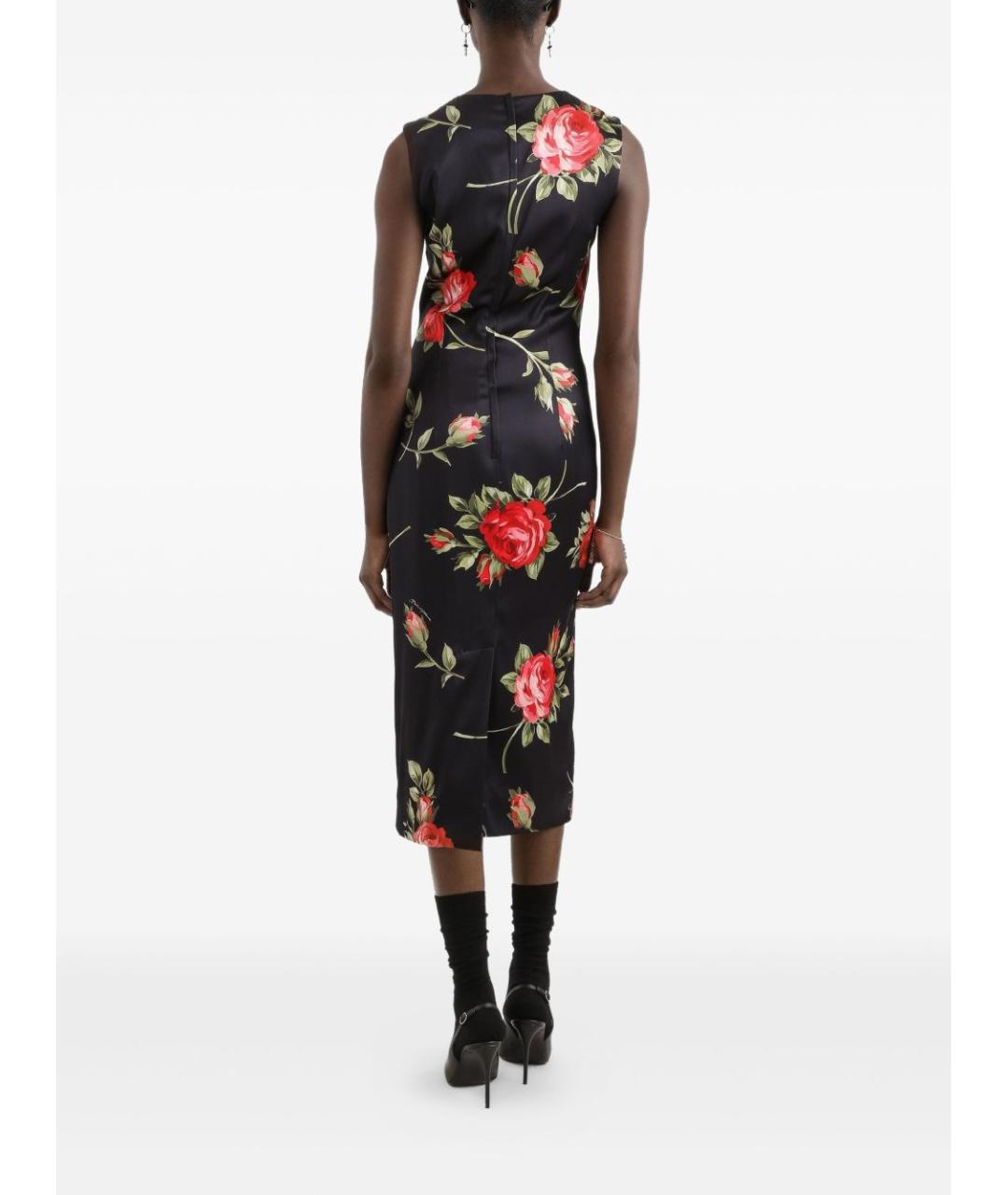 DOLCE&GABBANA Черное шелковое повседневное платье, фото 5