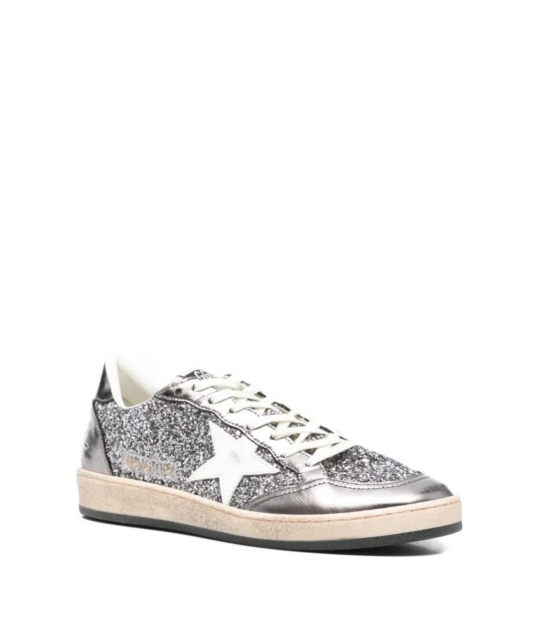 GOLDEN GOOSE DELUXE BRAND Серебряные кожаные кроссовки, фото 2