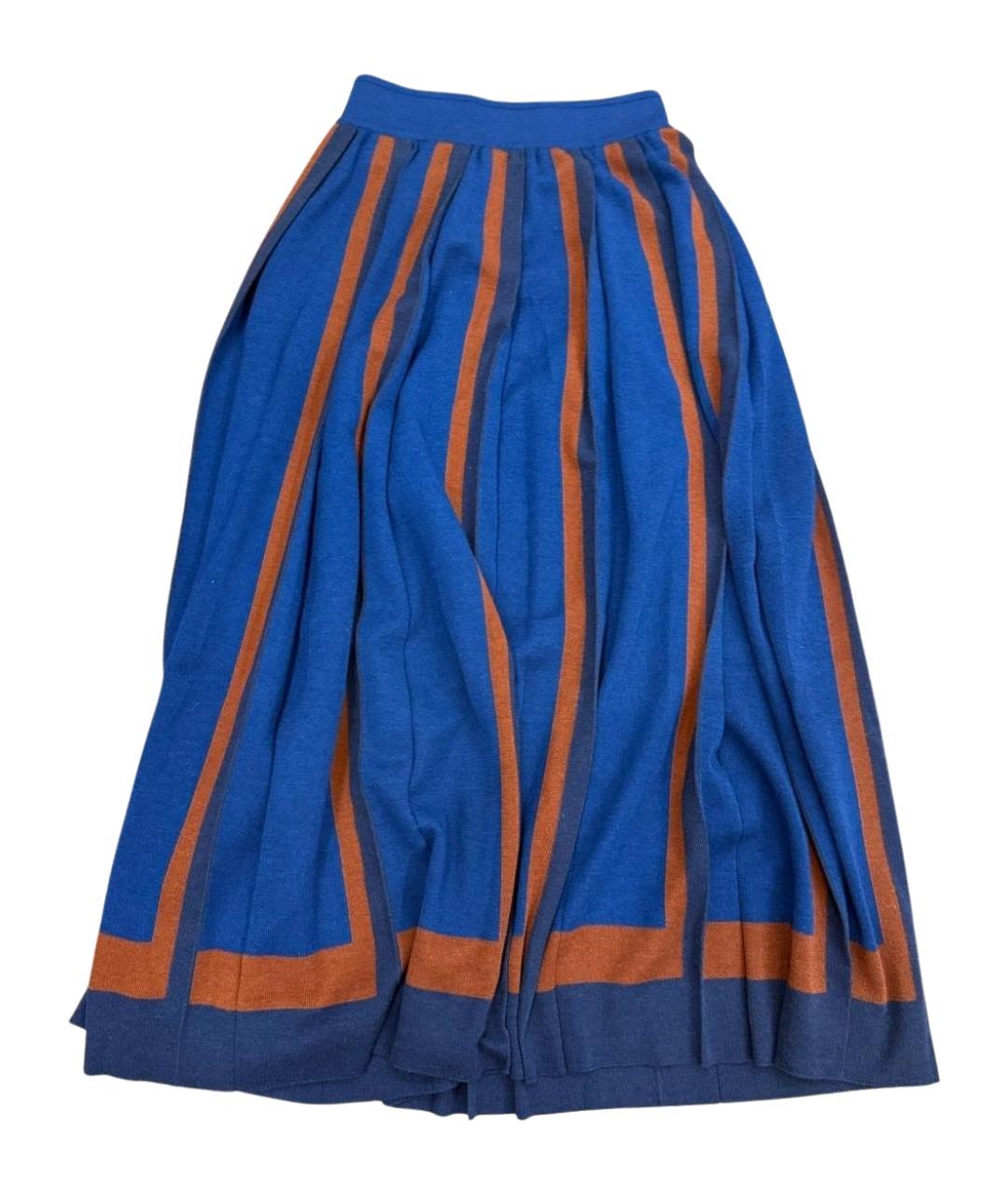 LORO PIANA Синяя хлопковая юбка миди, фото 1