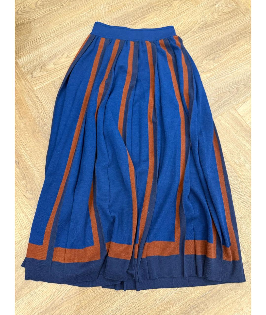 LORO PIANA Синяя хлопковая юбка миди, фото 3