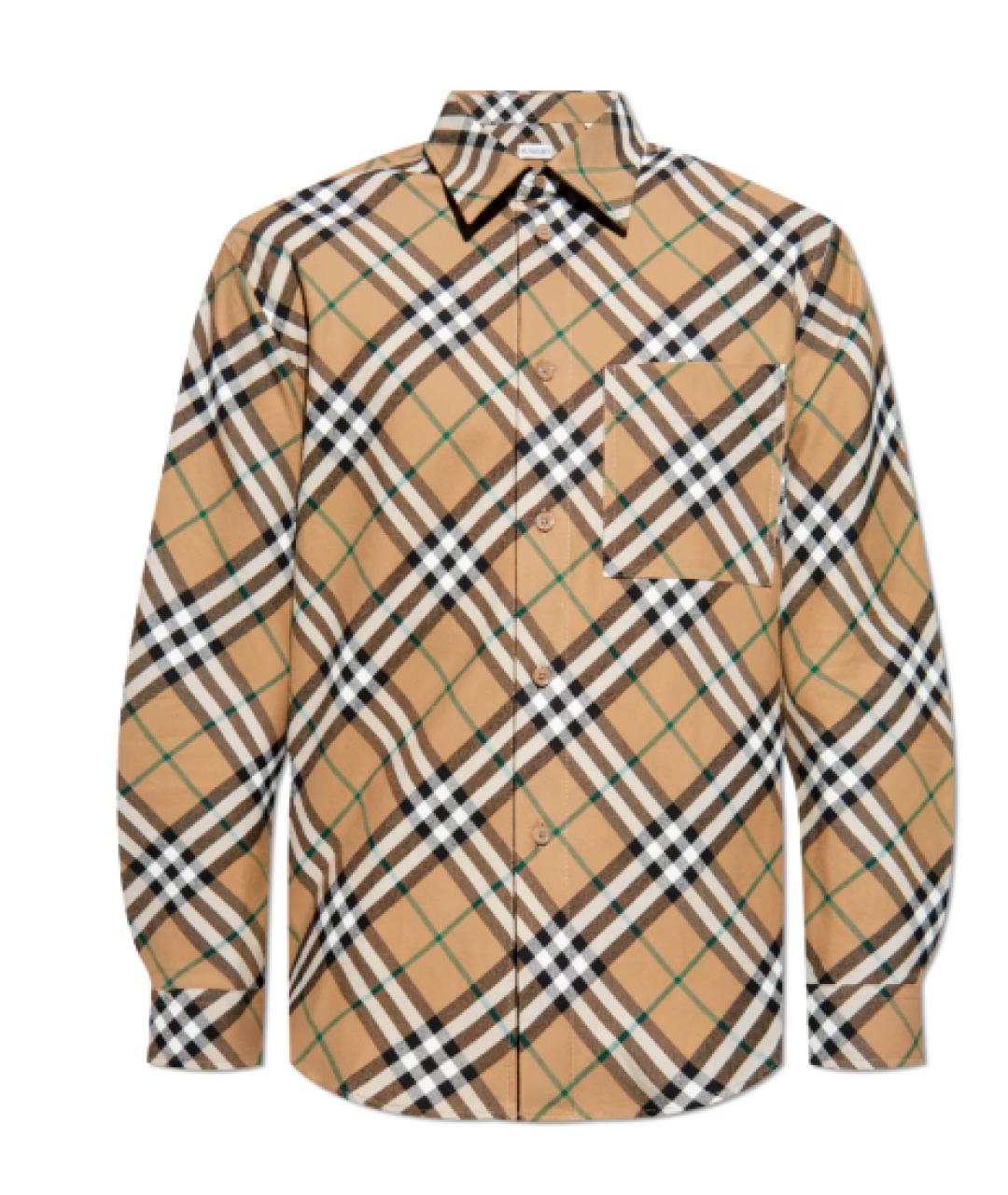 BURBERRY Бежевая хлопковая кэжуал рубашка, фото 3