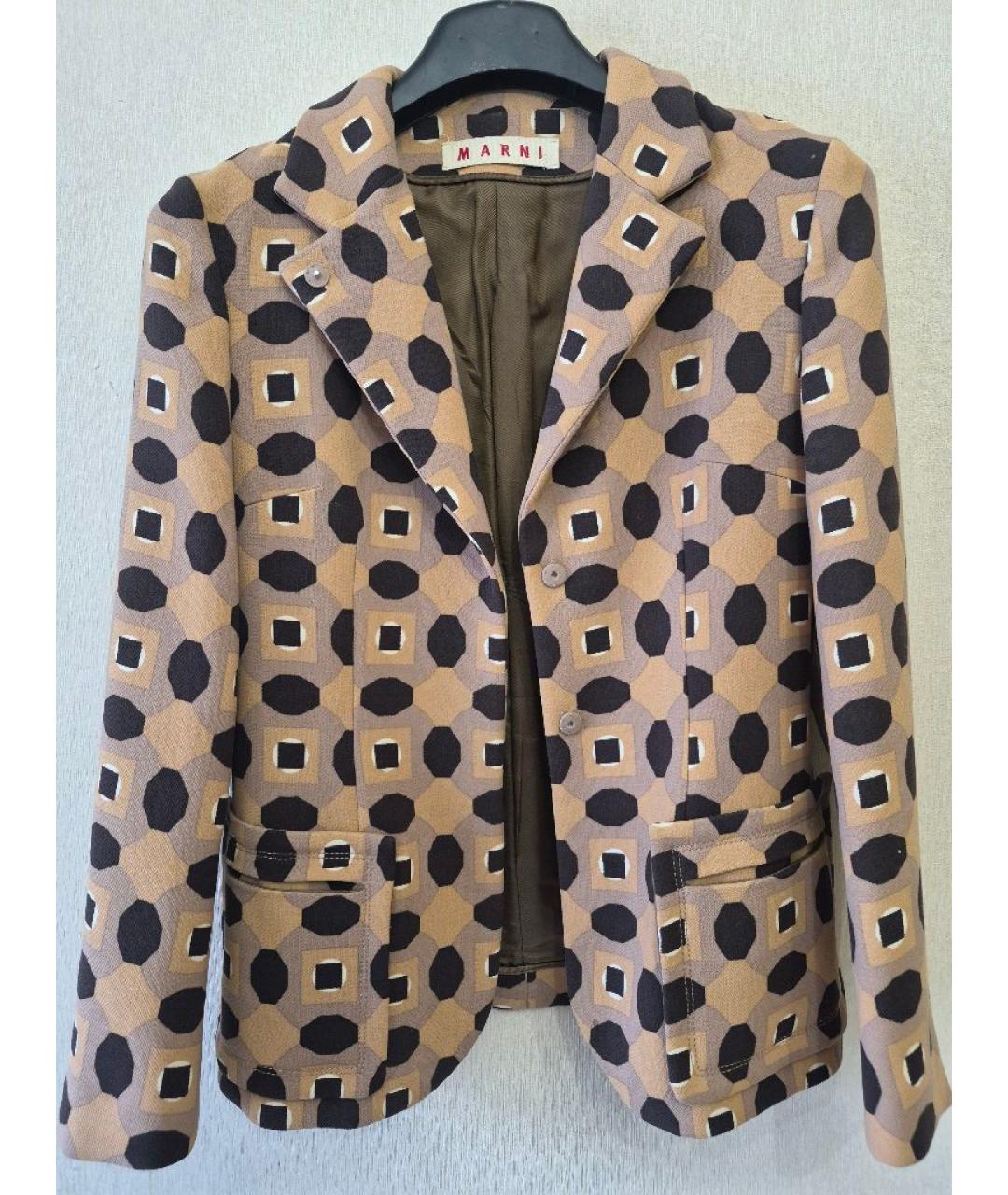 MARNI Бежевый шерстяной жакет/пиджак, фото 4
