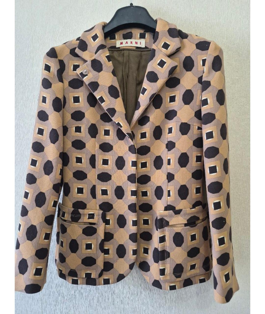 MARNI Бежевый шерстяной жакет/пиджак, фото 9