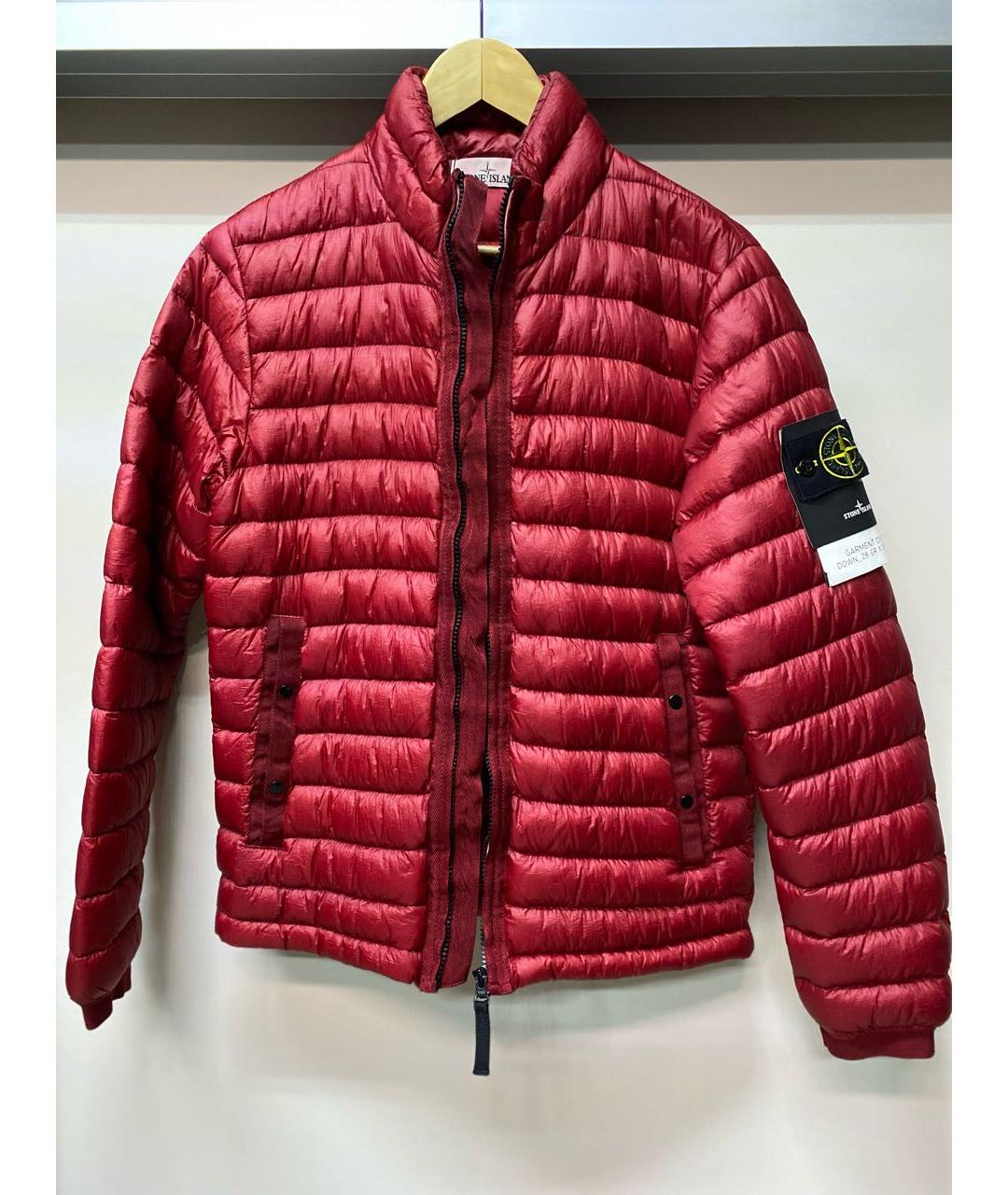 STONE ISLAND Красный полиамидовый пуховик, фото 9