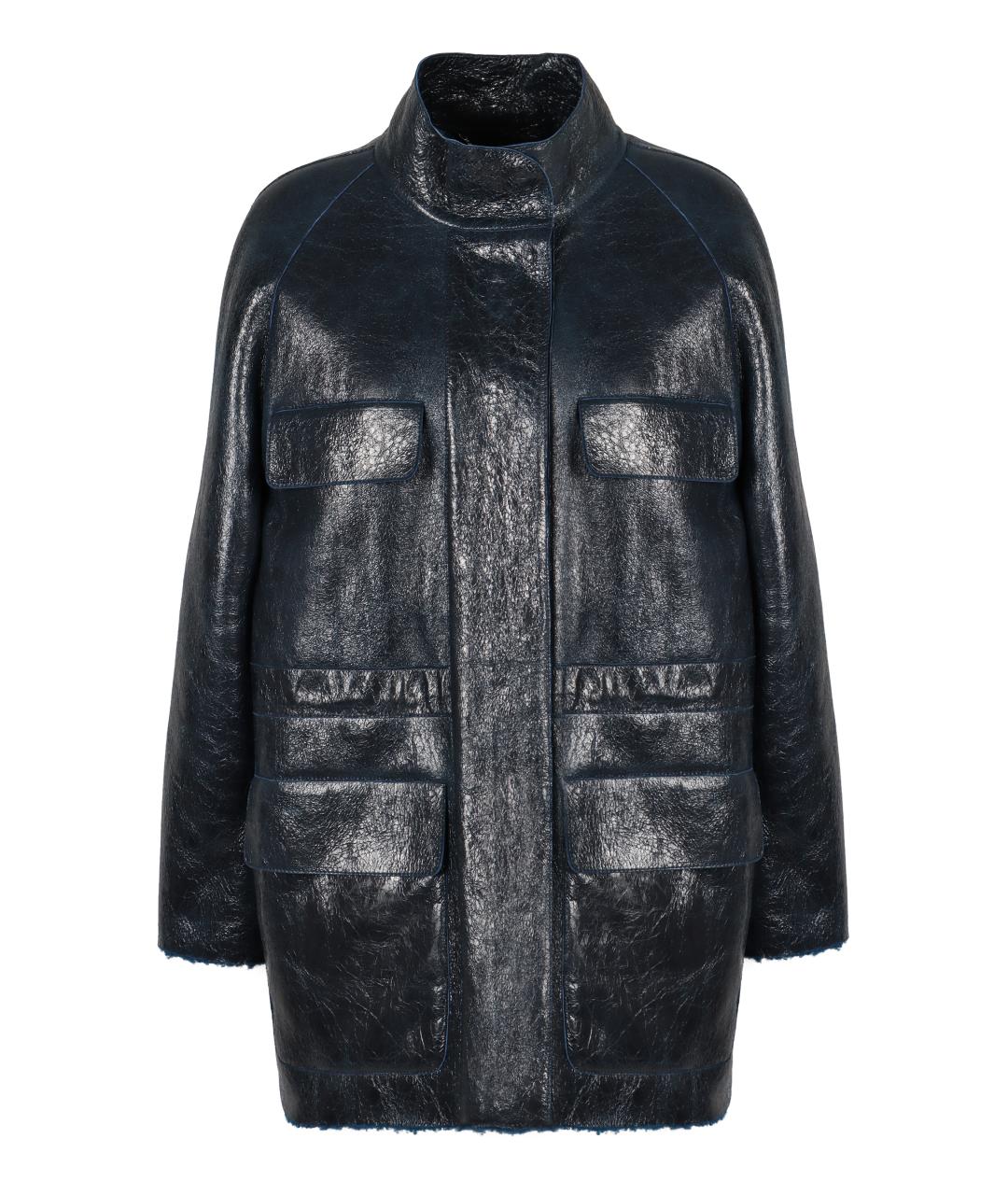 FENDI Синяя кожаная куртка, фото 3