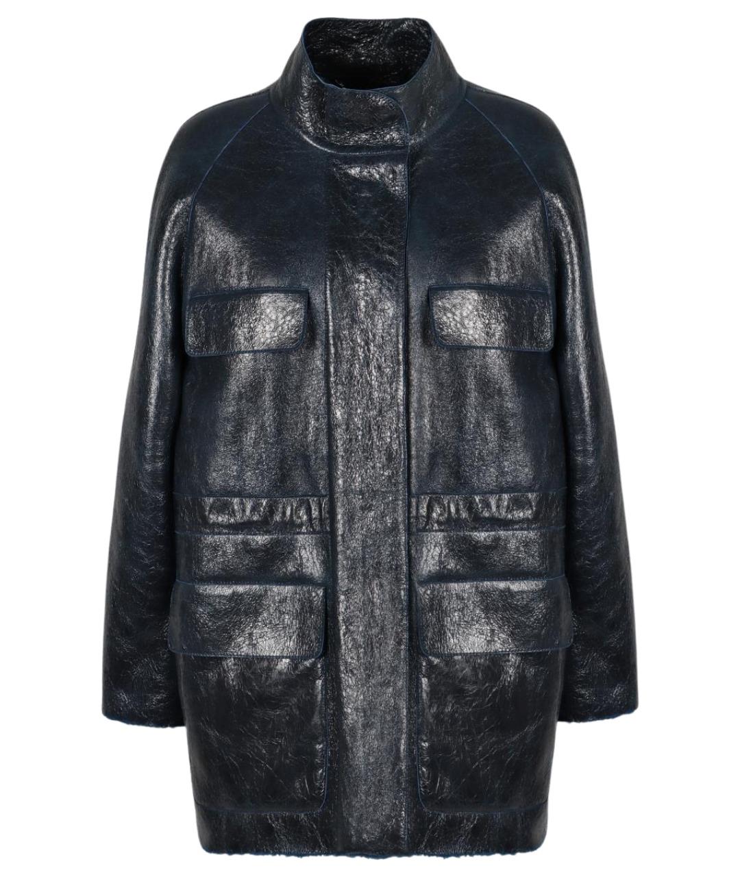 FENDI Синяя кожаная куртка, фото 1