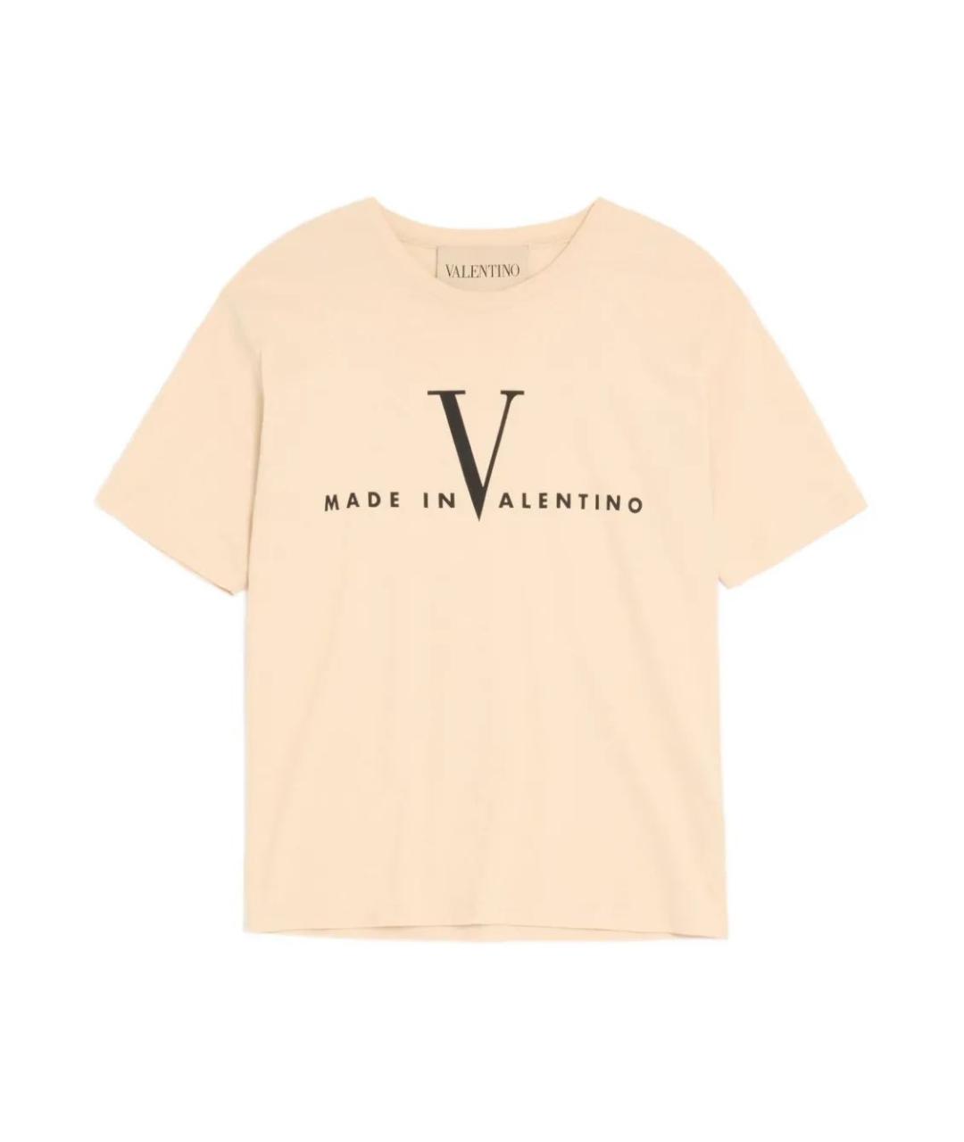 VALENTINO Бежевая хлопковая футболка, фото 1