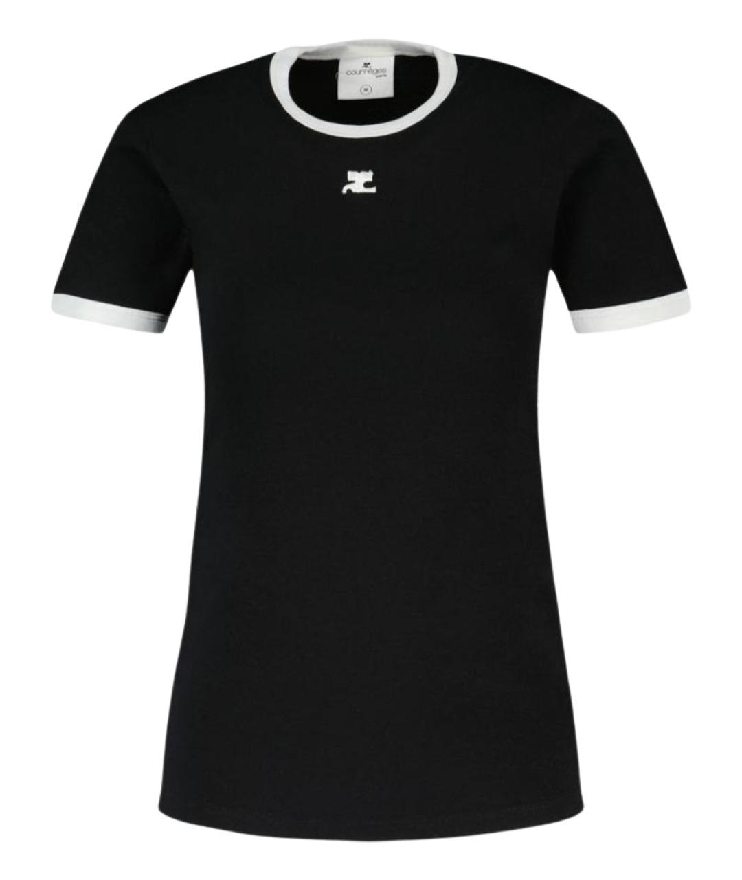 COURREGES Черная хлопковая футболка, фото 1