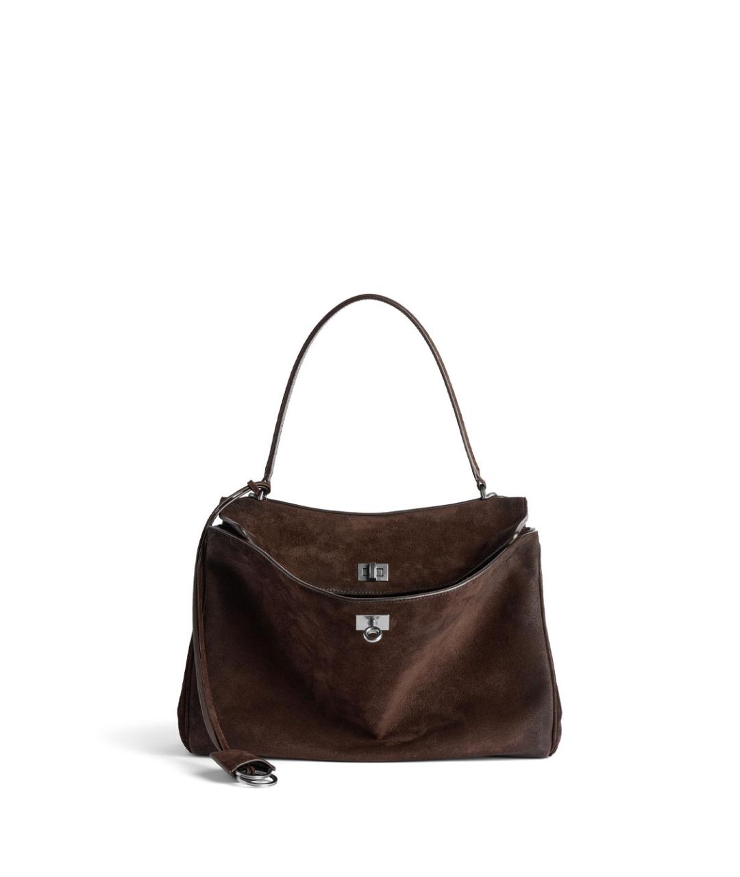 BALENCIAGA Коричневая замшевая сумка тоут, фото 1