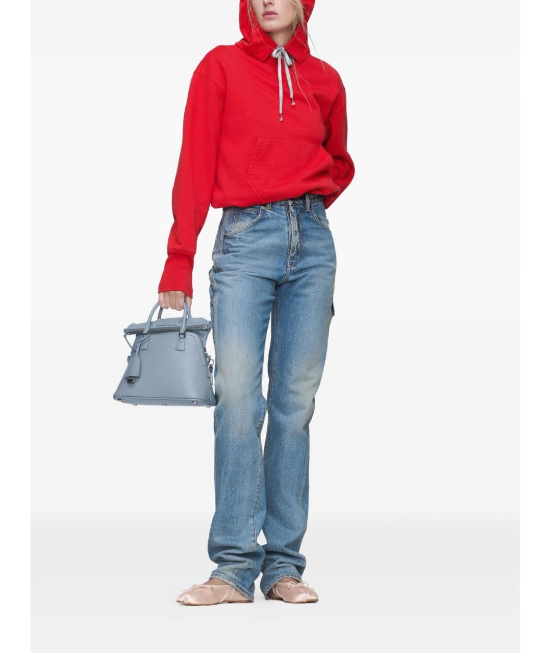 MAISON MARGIELA Голубые хлопковые прямые джинсы, фото 3