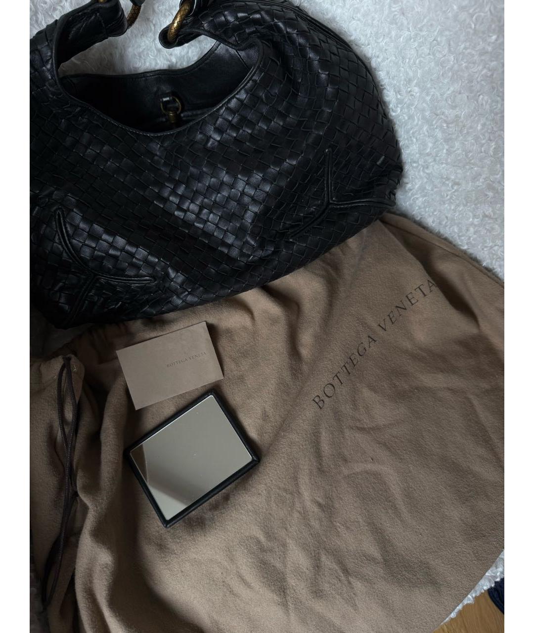BOTTEGA VENETA Черная кожаная сумка с короткими ручками, фото 3