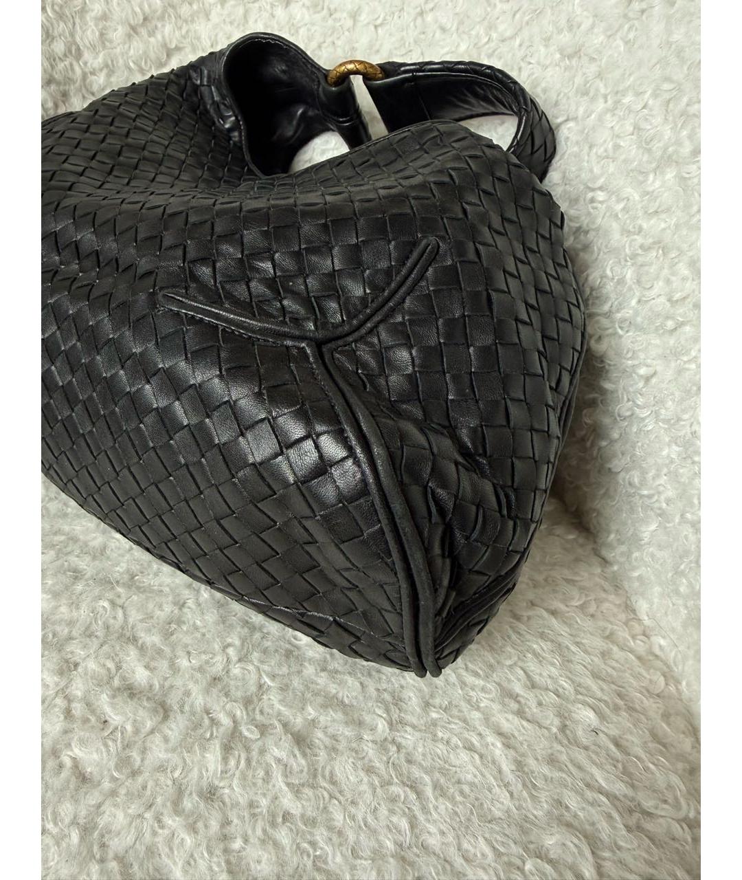 BOTTEGA VENETA Черная кожаная сумка с короткими ручками, фото 6
