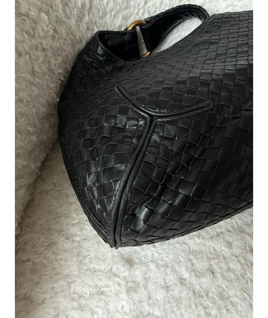 BOTTEGA VENETA Черная кожаная сумка с короткими ручками, фото 7