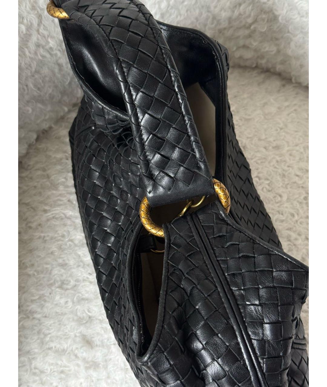 BOTTEGA VENETA Черная кожаная сумка с короткими ручками, фото 5