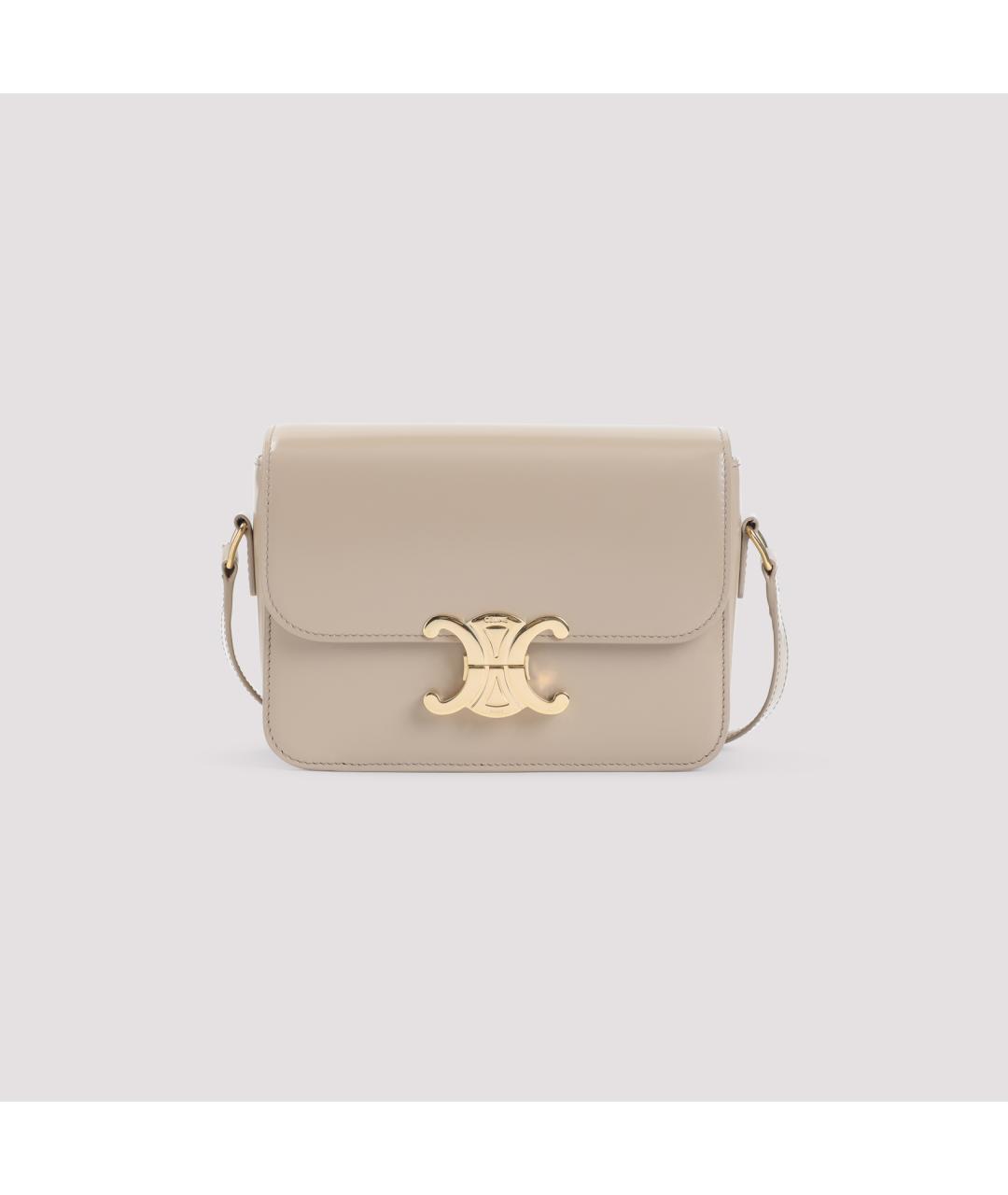 CELINE Бежевая кожаная сумка через плечо, фото 3