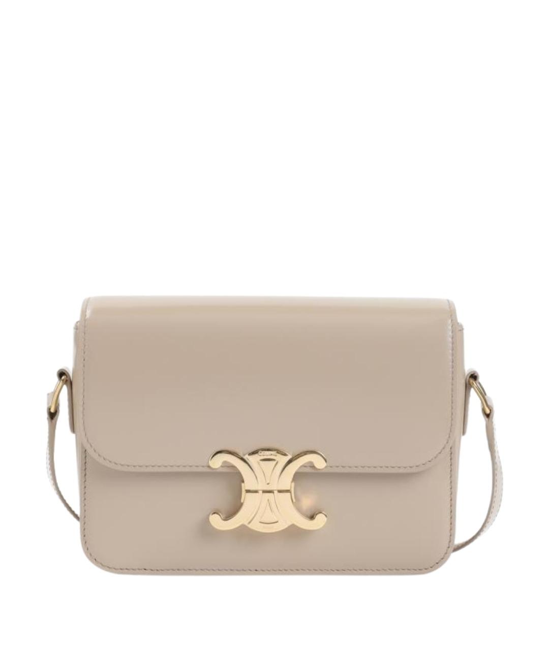 CELINE Бежевая кожаная сумка через плечо, фото 1