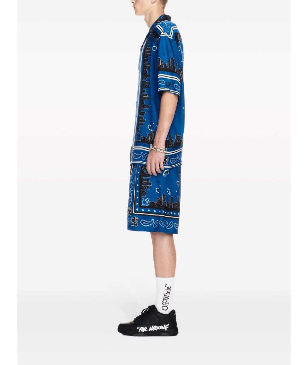 OFF-WHITE Синие вискозные шорты, фото 3