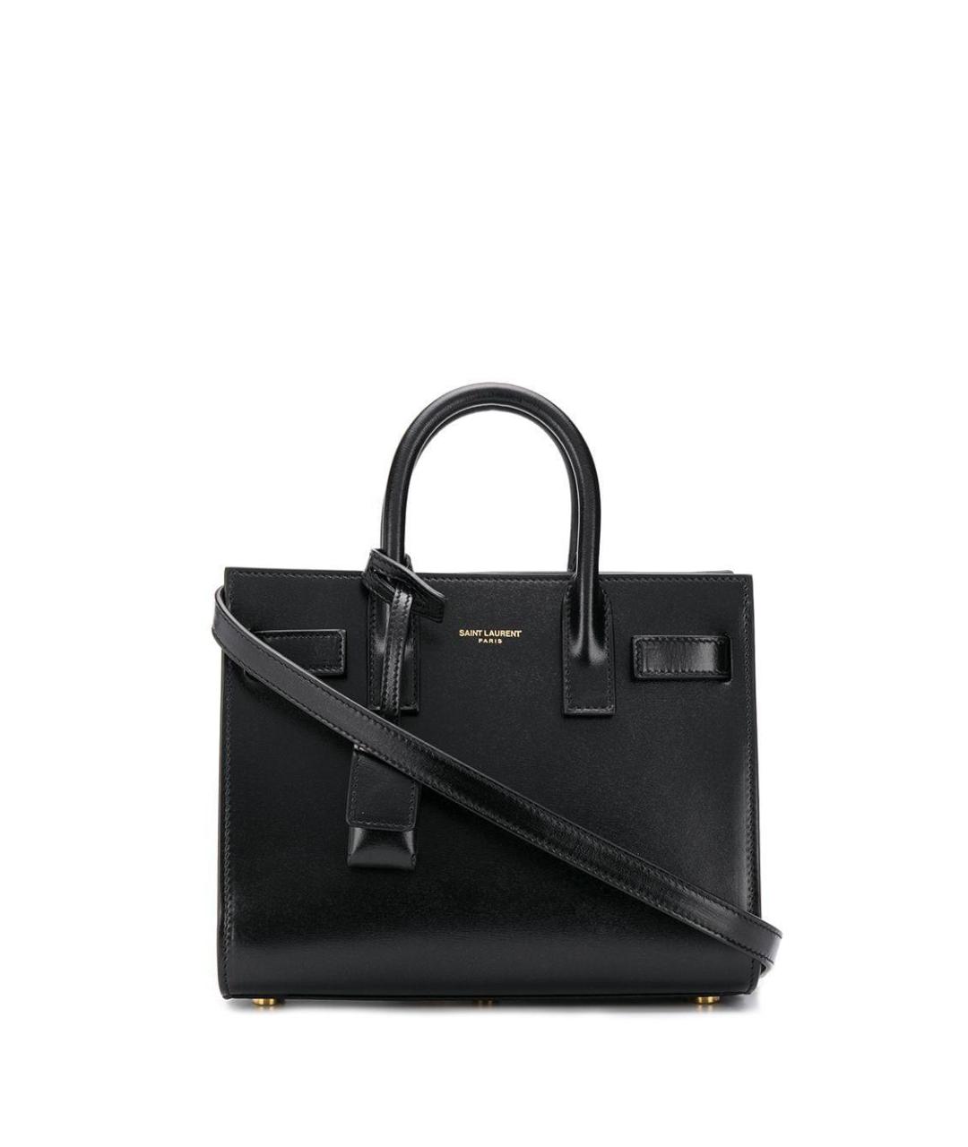 SAINT LAURENT Черная кожаная сумка тоут, фото 1