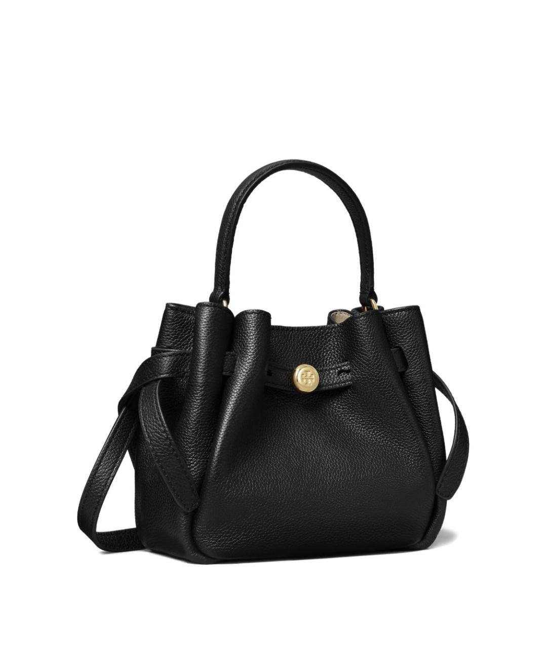TORY BURCH Черная кожаная сумка с короткими ручками, фото 4