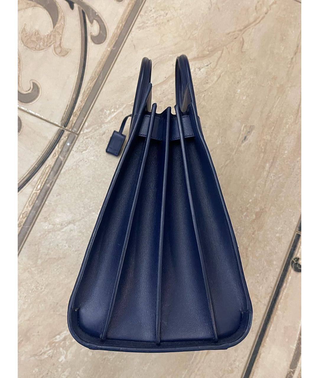 SAINT LAURENT Синяя кожаная сумка тоут, фото 2