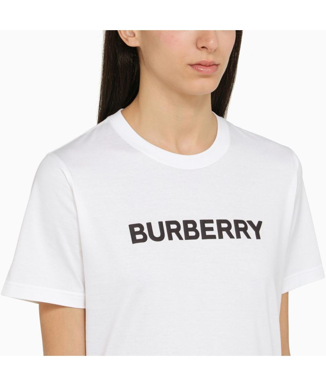 BURBERRY Белая хлопковая футболка, фото 4
