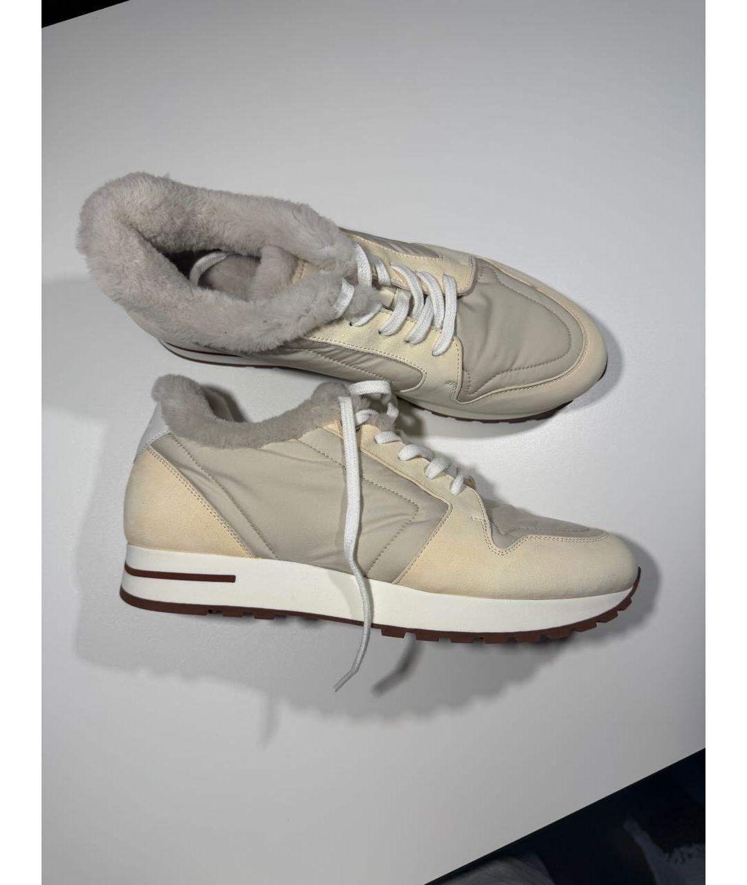 LORO PIANA Бежевые текстильные кроссовки, фото 5