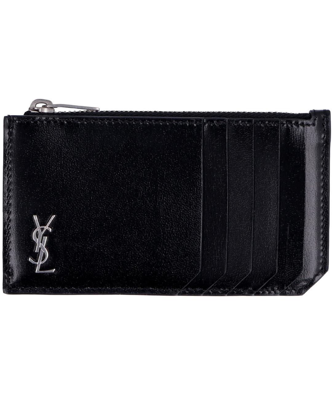 SAINT LAURENT Черный кожаный кошелек, фото 1