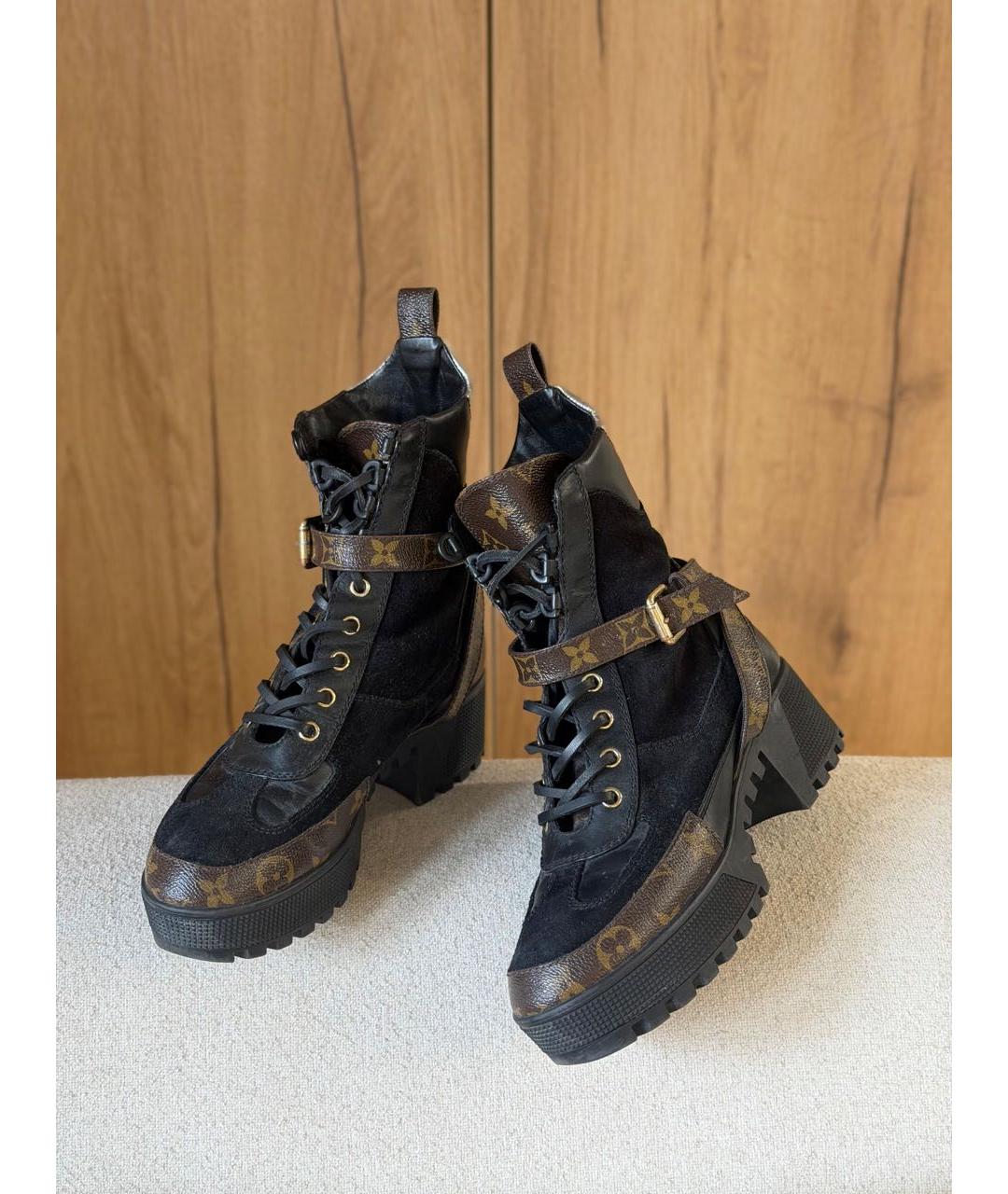 LOUIS VUITTON Черные замшевые ботинки, фото 3