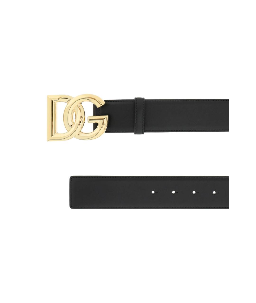 DOLCE&GABBANA Черный кожаный ремень, фото 3