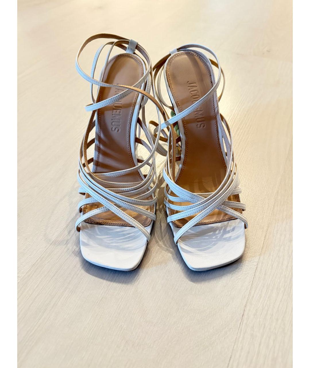 JACQUEMUS Белые кожаные босоножки, фото 2