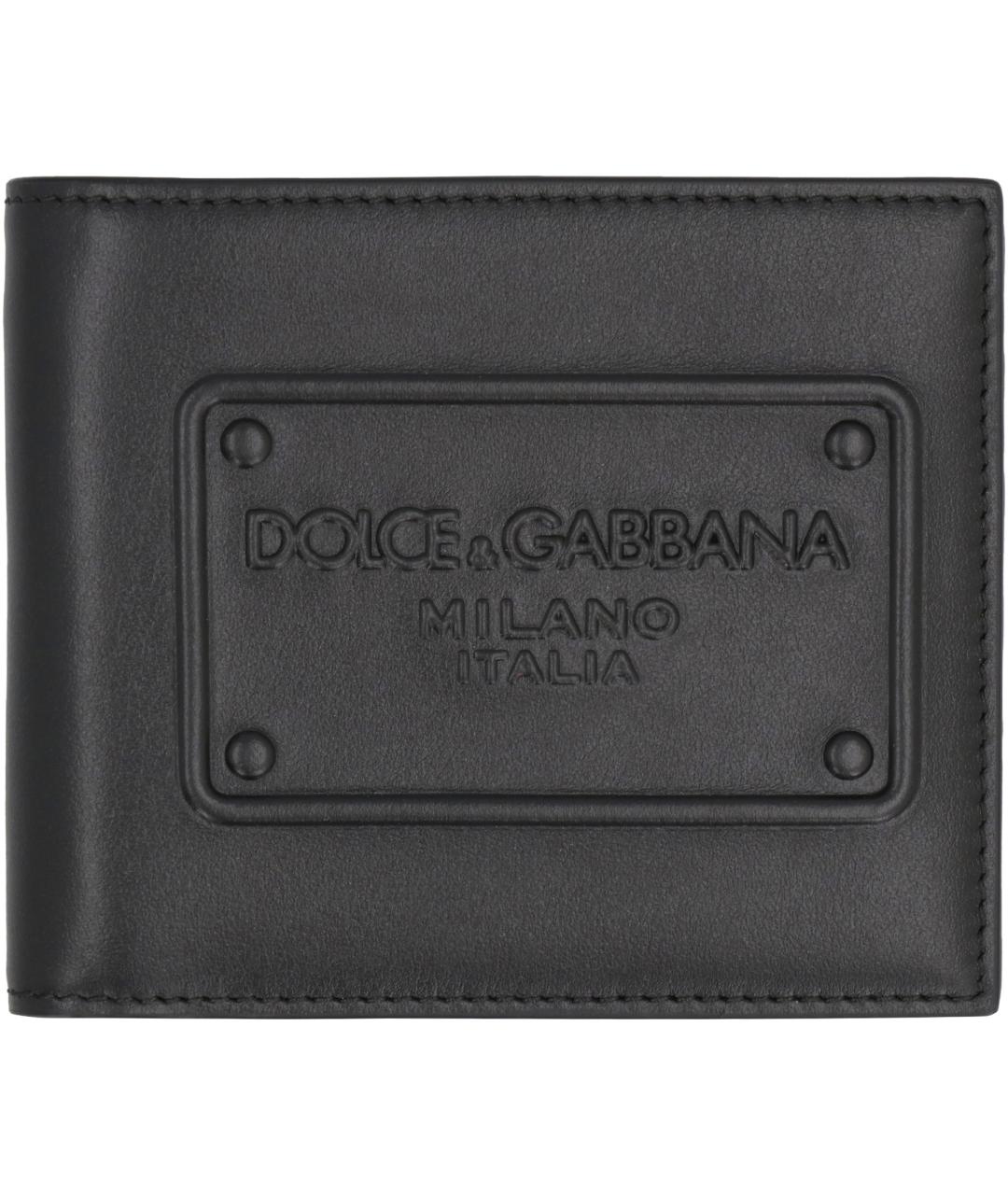 DOLCE&GABBANA Черный кожаный кошелек, фото 1