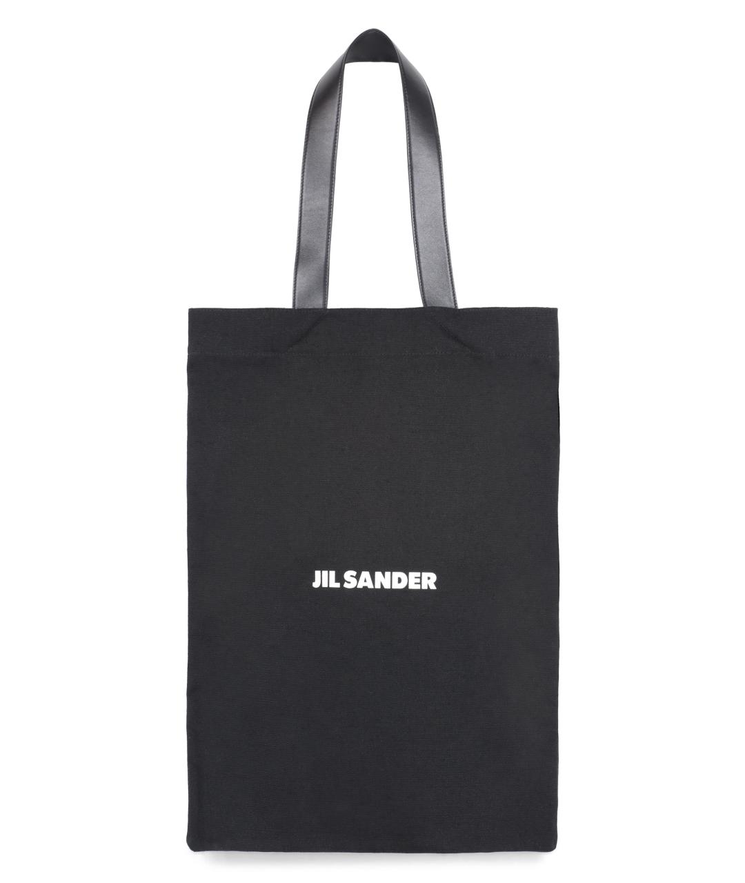 JIL SANDER Черная хлопковая сумка тоут, фото 3