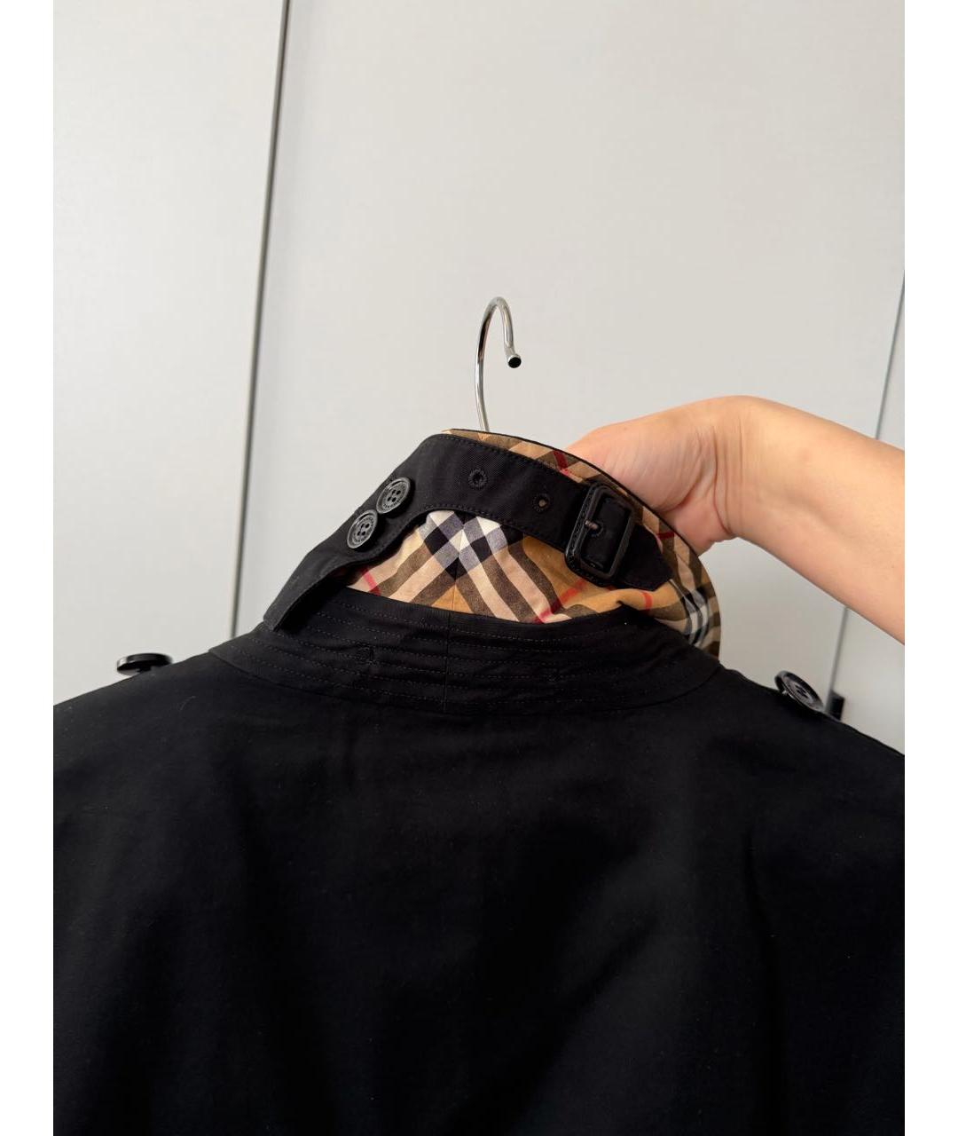 BURBERRY Черный хлопковый тренч / плащ, фото 5
