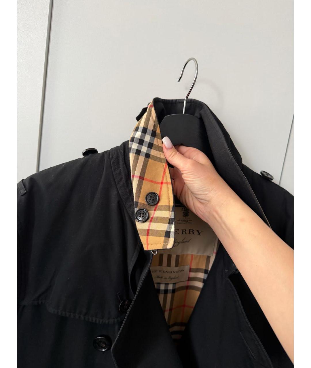 BURBERRY Черный хлопковый тренч / плащ, фото 4