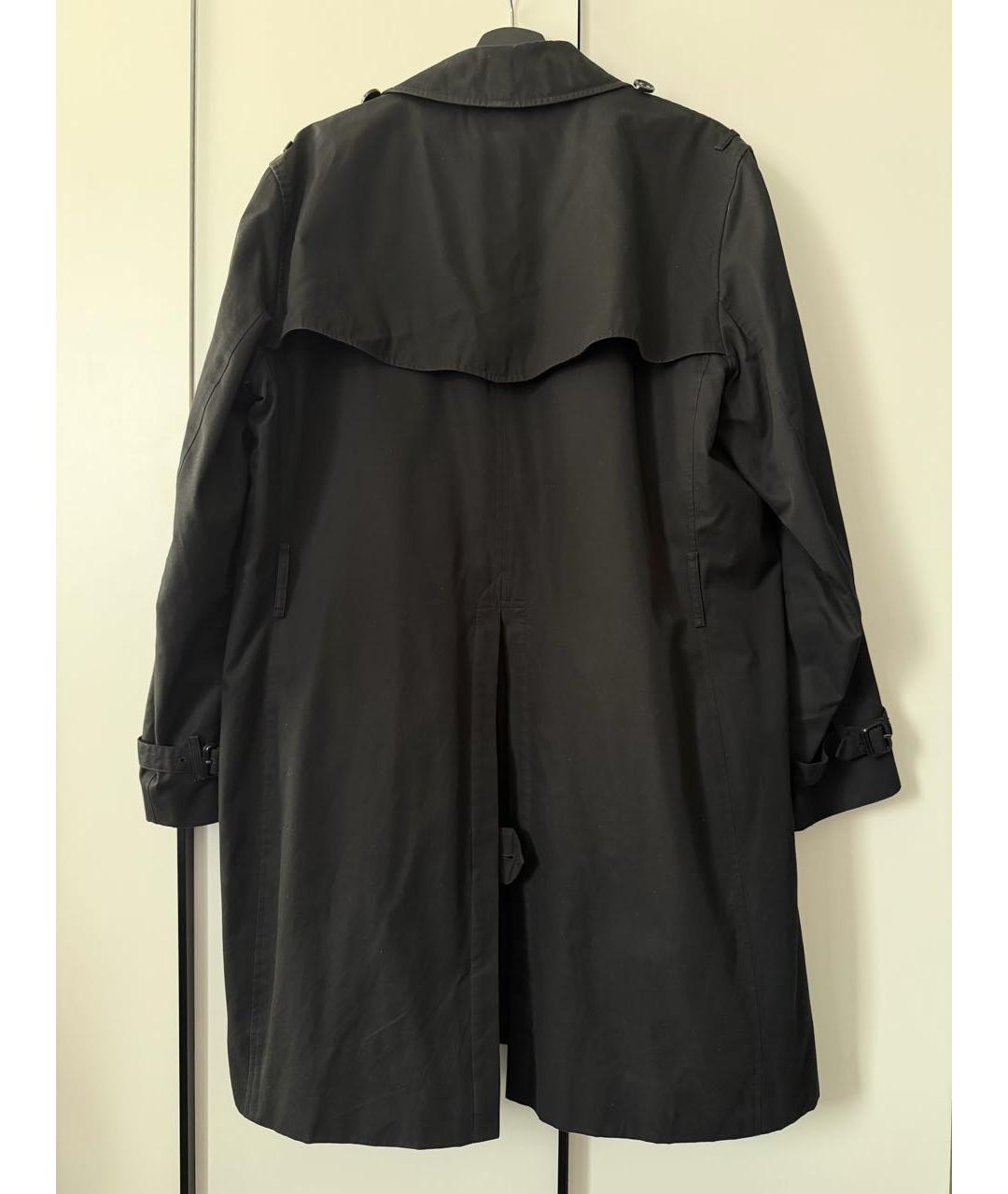 BURBERRY Черный хлопковый тренч / плащ, фото 2