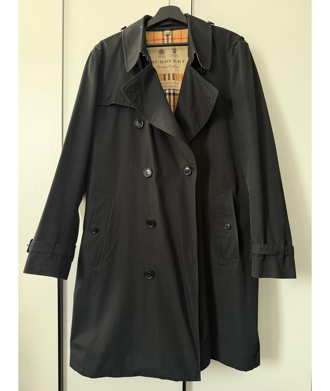 BURBERRY Черный хлопковый тренч / плащ, фото 6