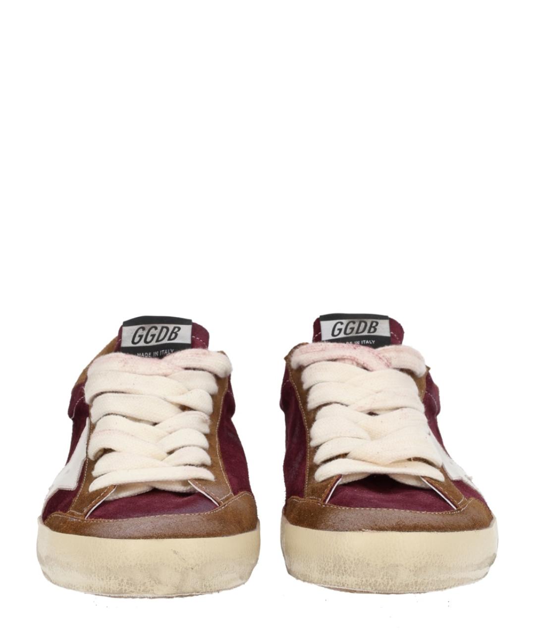 GOLDEN GOOSE DELUXE BRAND Бордовые кожаные низкие кроссовки / кеды, фото 5