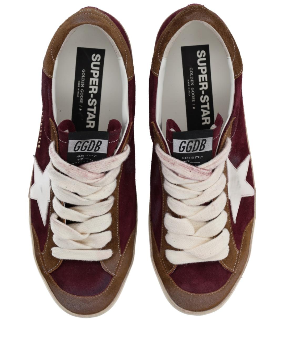 GOLDEN GOOSE DELUXE BRAND Бордовые кожаные низкие кроссовки / кеды, фото 3