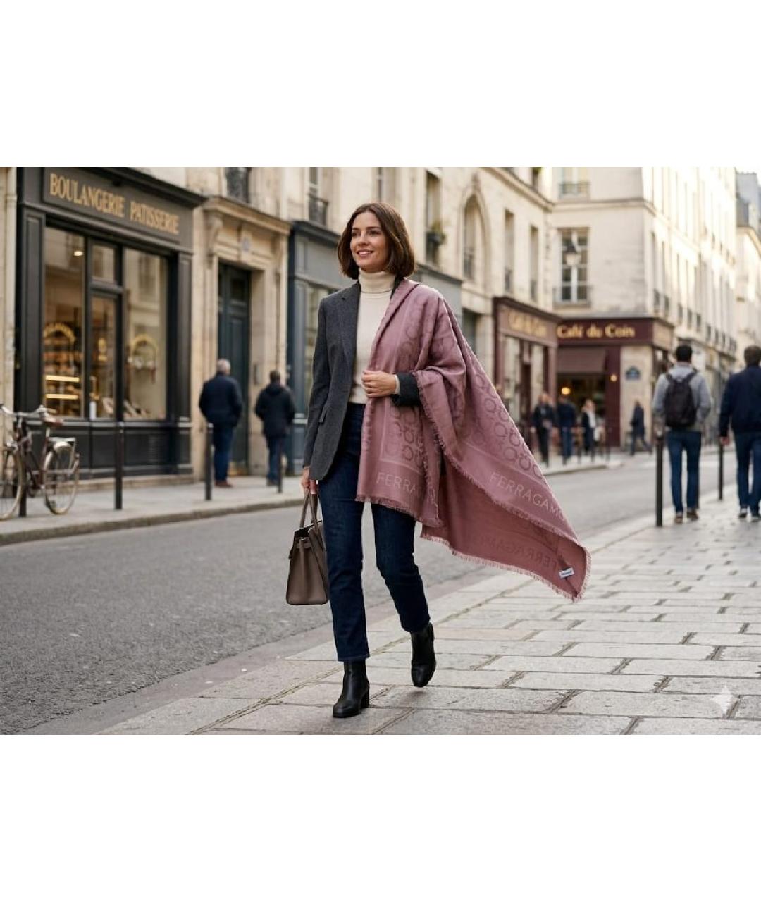 FERRAGAMO Розовый шелковый платок, фото 6