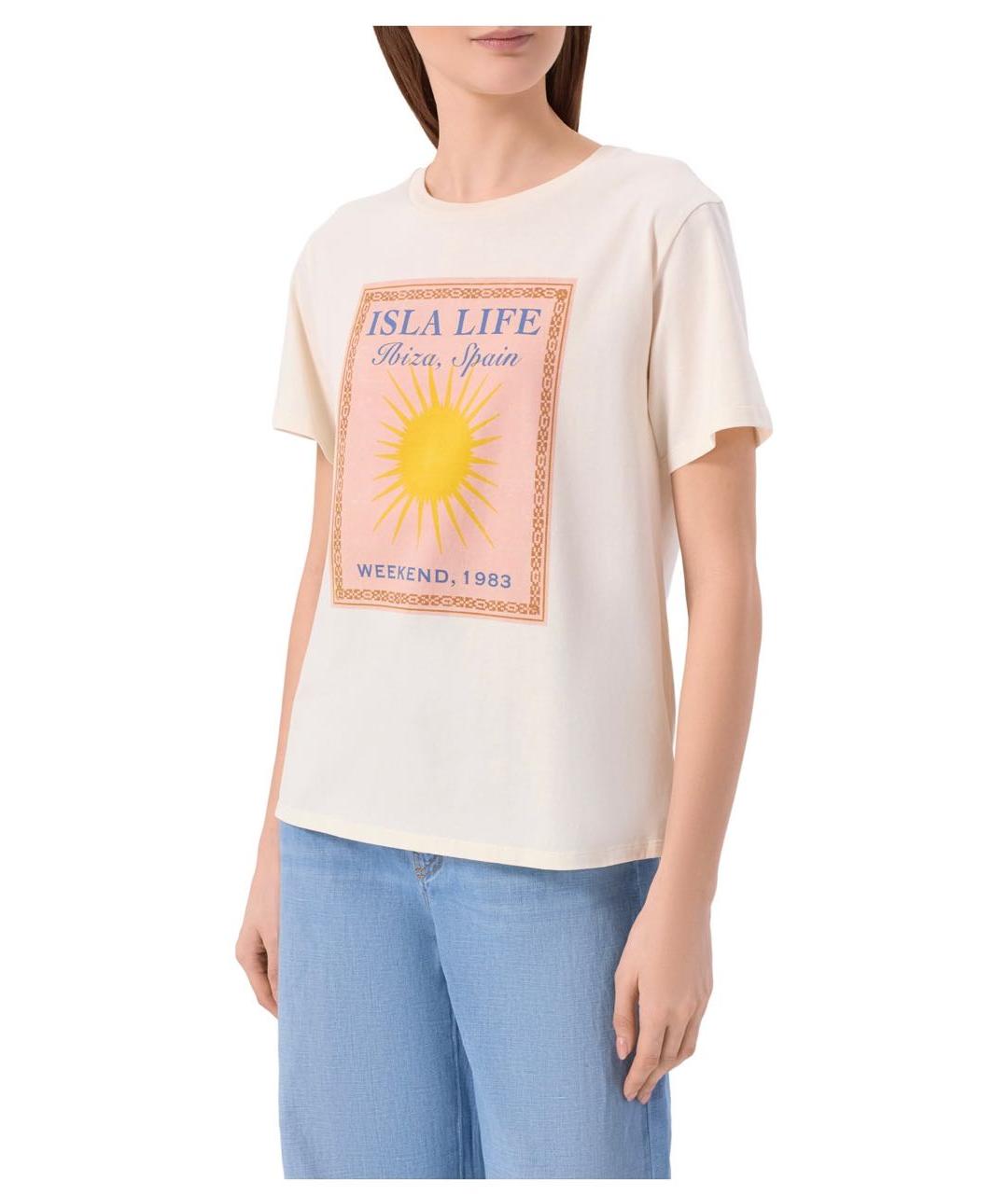 'S MAX MARA Бежевая хлопковая футболка, фото 3