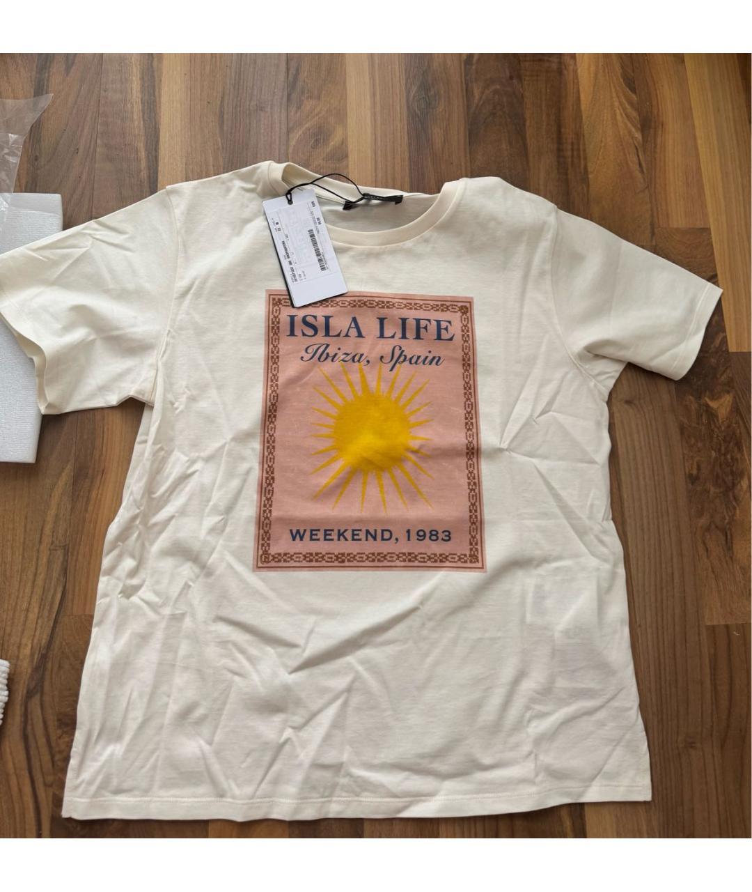 'S MAX MARA Бежевая хлопковая футболка, фото 4