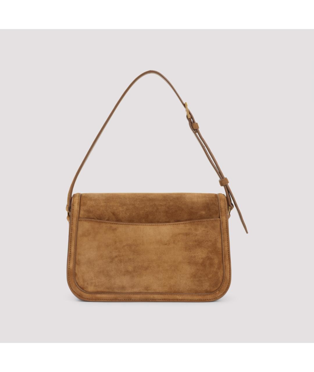 SAINT LAURENT Коричневая замшевая сумка через плечо, фото 3