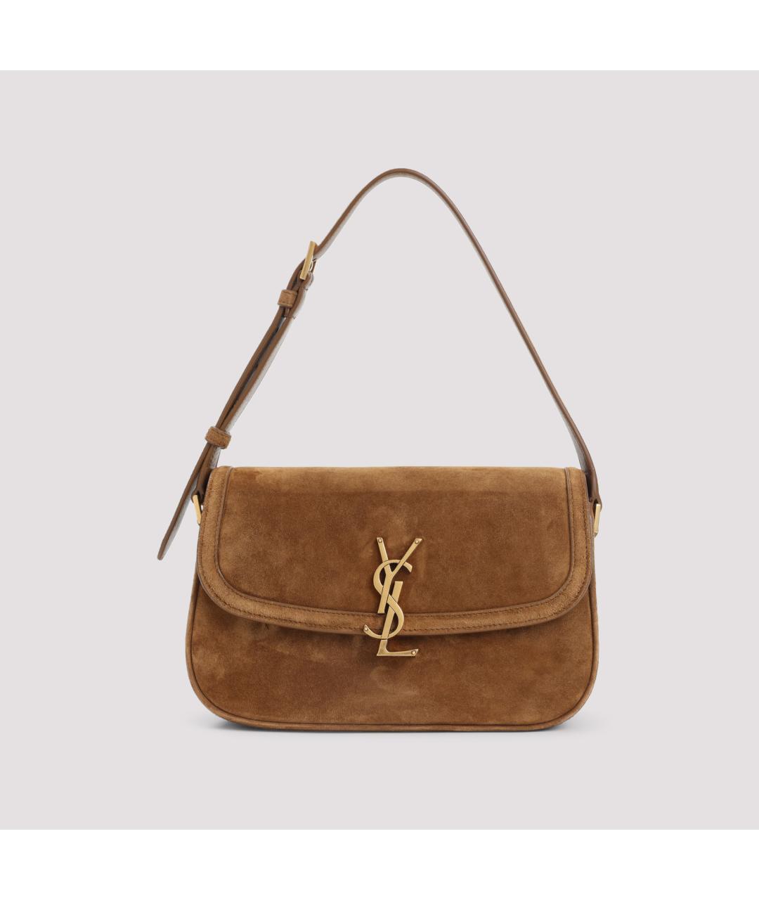 SAINT LAURENT Коричневая замшевая сумка через плечо, фото 2