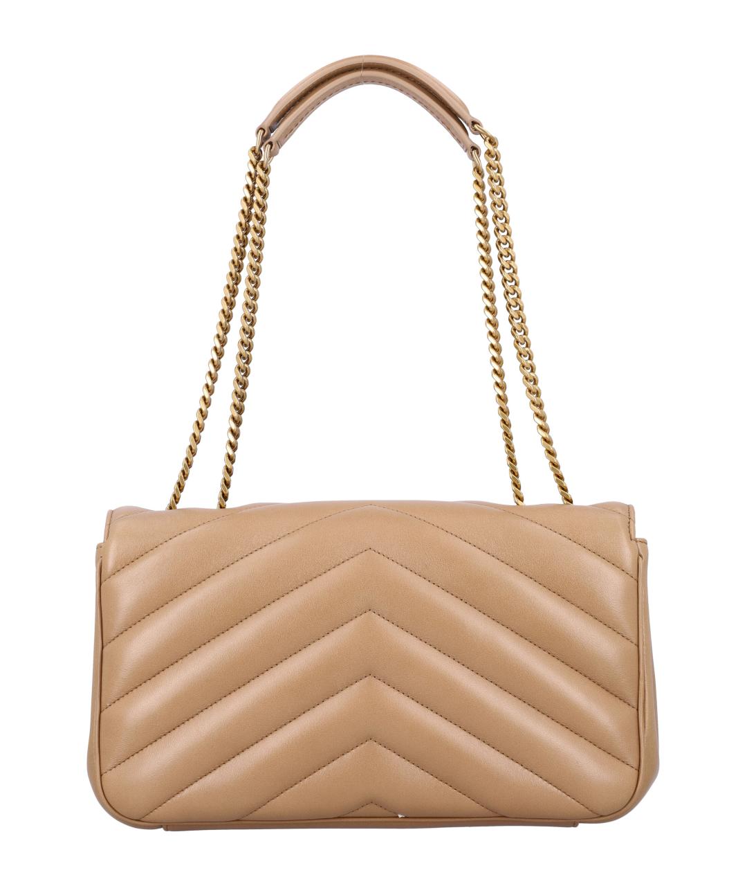 SAINT LAURENT Бежевая кожаная сумка через плечо, фото 4