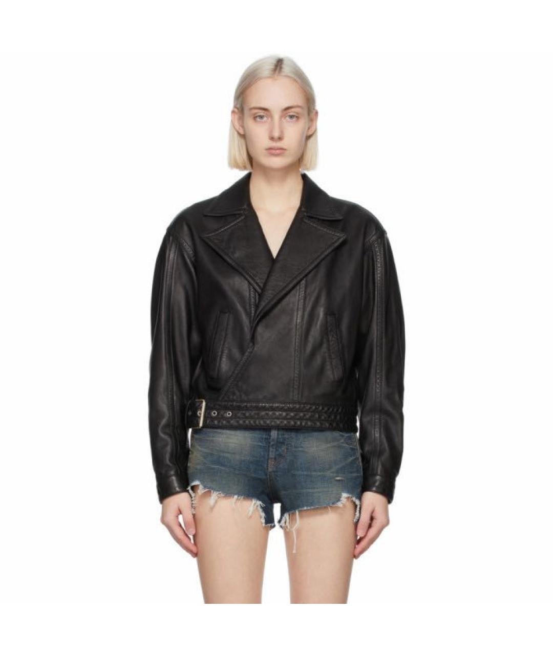 SAINT LAURENT Черная кожаная куртка, фото 2