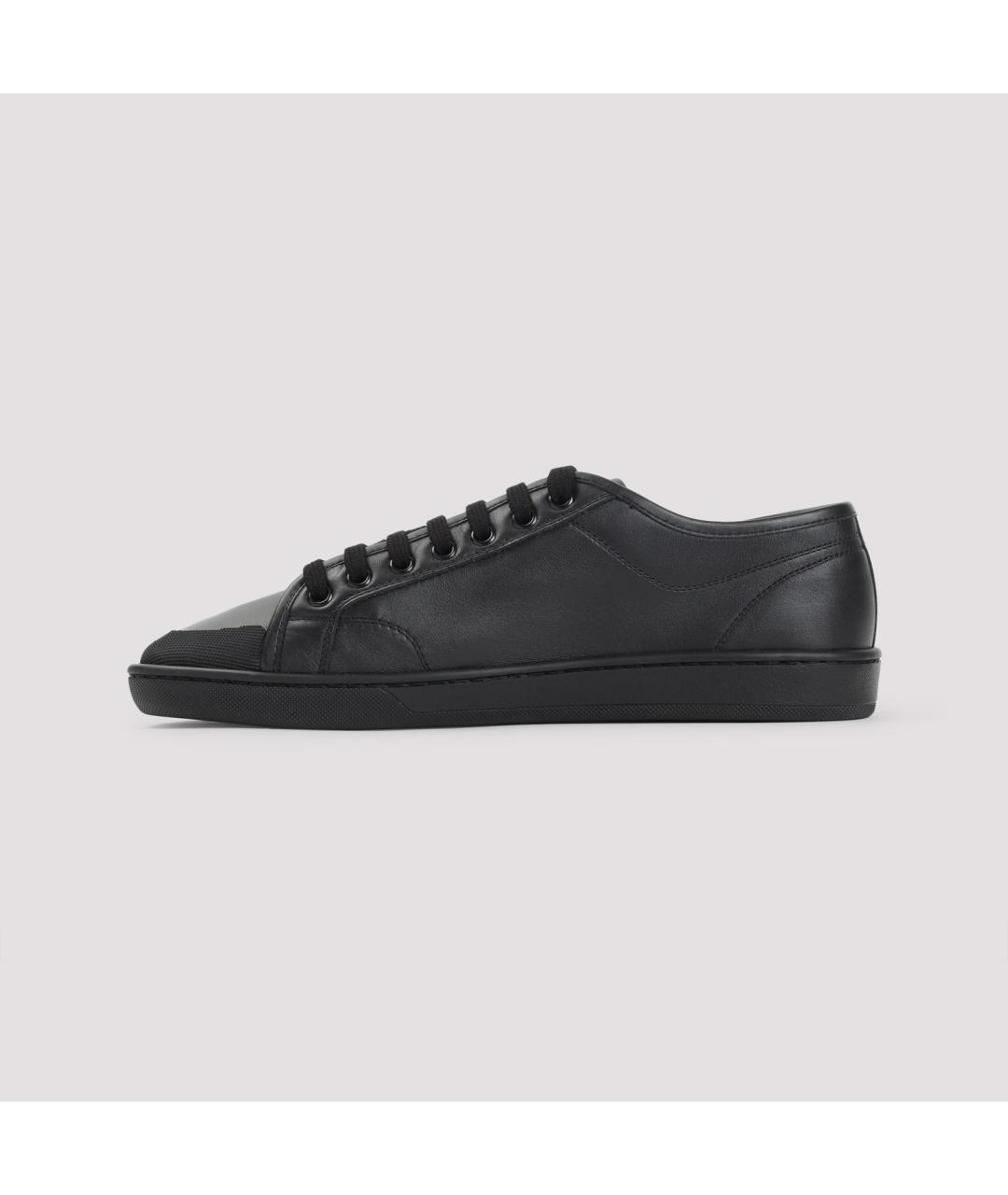 SAINT LAURENT Черные кожаные низкие кроссовки / кеды, фото 2