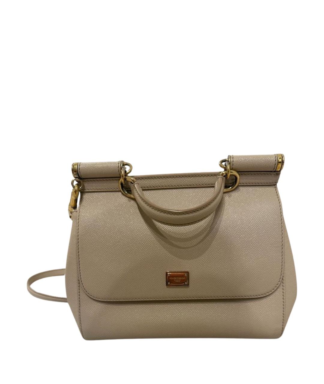 DOLCE&GABBANA Бежевая кожаная сумка тоут, фото 1