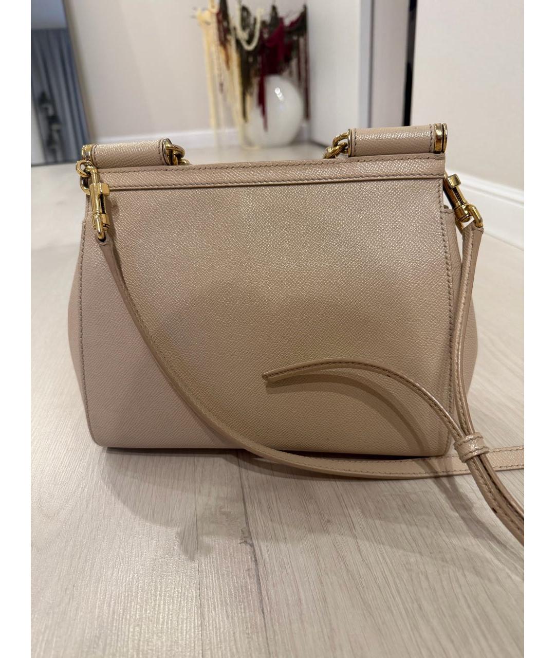 DOLCE&GABBANA Бежевая кожаная сумка тоут, фото 3